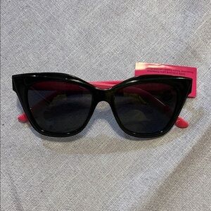 Betsey Johnson Black and Pink Cat-Eye Sunglasses